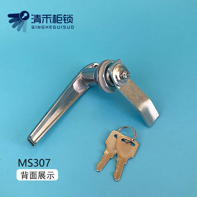 MS307执手锁 配电柜把手锁 电柜箱拉手锁 带钥匙锌合金
