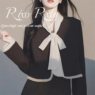 RIXO RXLY小香风长袖衬衫短裙套装女春秋季小众高级感甜美两件套