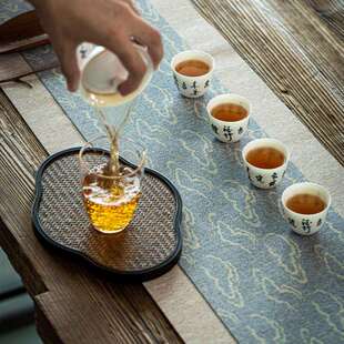 茶席道防麻水布禅意布艺旗桌茶52C90458旗中式茶道茶桌布茶布垫日