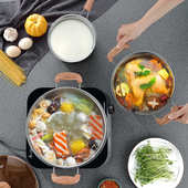 不锈钢锅具三件套304汤锅火锅组合304锅具套装 锅商务礼品 木纹套装