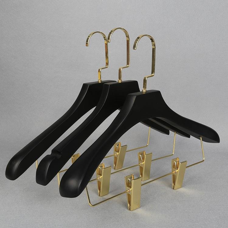 【天猫正品】高档黑色实木挂裤子衣架成人连体木质衣撑裤架夹酒店