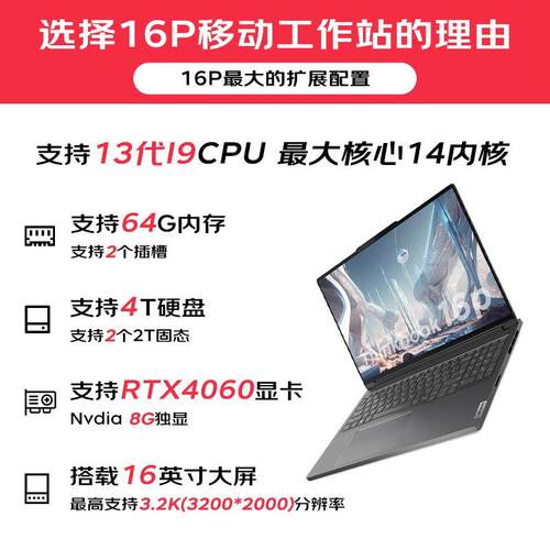 联.想（LENOVO）ThinkBook 16P轻薄游戏本移动站电脑 I7-14650