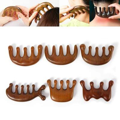 Wood Therapy Massage Comb Head Face Scalp Gua Sha Massager N