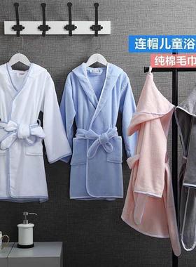 带帽毛巾斗料儿浴童浴袍男女童浴衣吸水速睡干小孩袍宝宝F87579TT