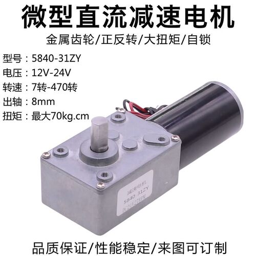 5840-31ZY微型直流减速电机12V24V大扭矩智能晾衣窗帘机蜗杆自锁