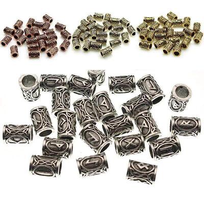 24pcs/Set Vintage Futhark Runes Viking Beads Spacer Large Ho
