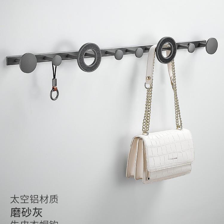 黄铜枪灰色实心挂钩衣服毛巾玄关门后排钩北欧卧室墙壁加长衣帽架