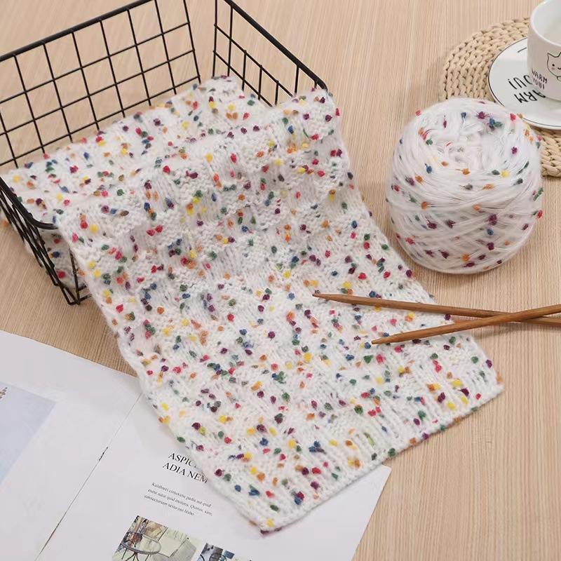 diy马海毛渐变彩虹围巾编织纱线