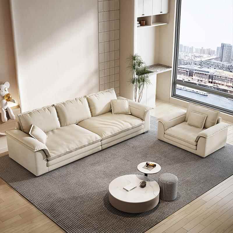 极简轻奢布艺沙发意式奶油风磨砂直排现代简约羽绒乳胶网红款沙发