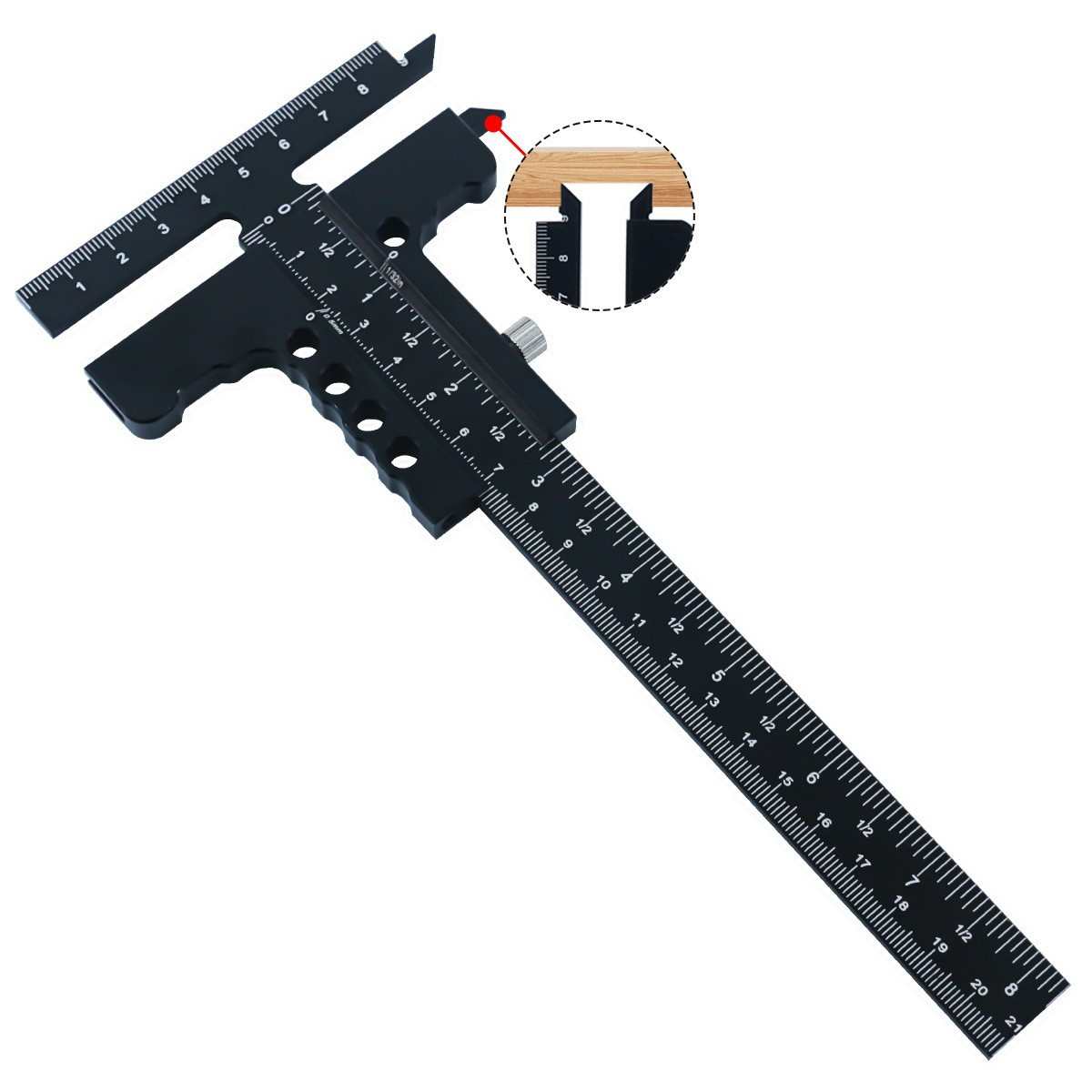 木工划线尺铝合金滑动划线尺用T型直角划线测量标记木工DIY工具