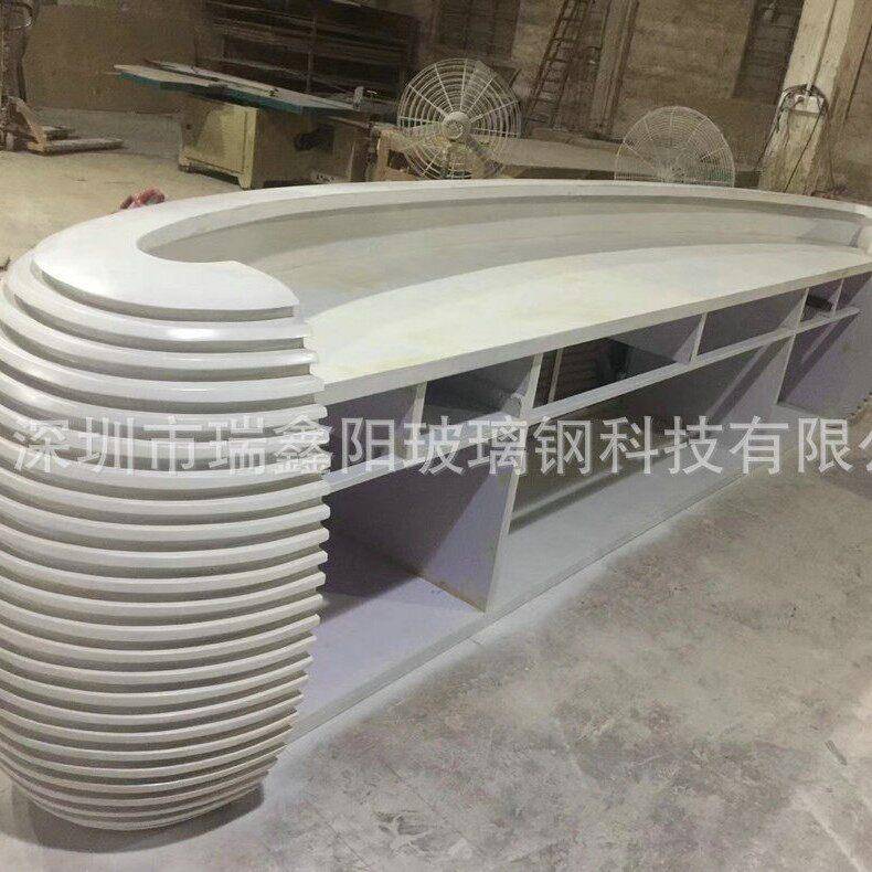 工厂直销烤漆前台接待台公司前台美容院柜台玻璃钢收银台现弧形