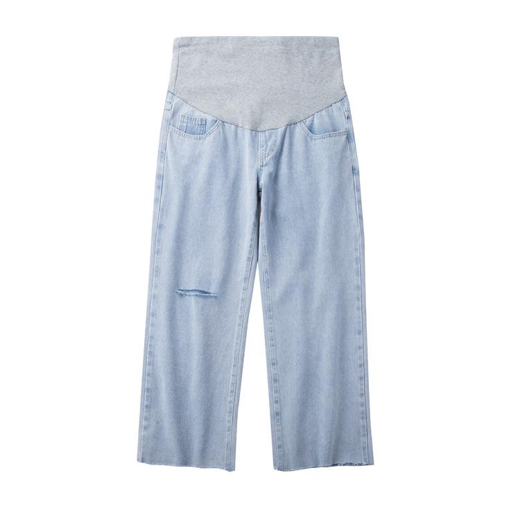 Maternity jeans wide leg pants floor-length straight jeans