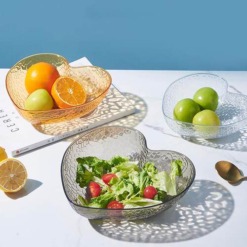 Japanese-style Heart-shaped Hammered Glass Clear Bowl, suita