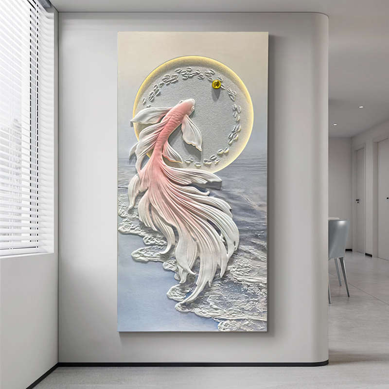 立体浮雕灯光画新款入门玄关装饰画高档走廊过道挂画简约现代壁画图片