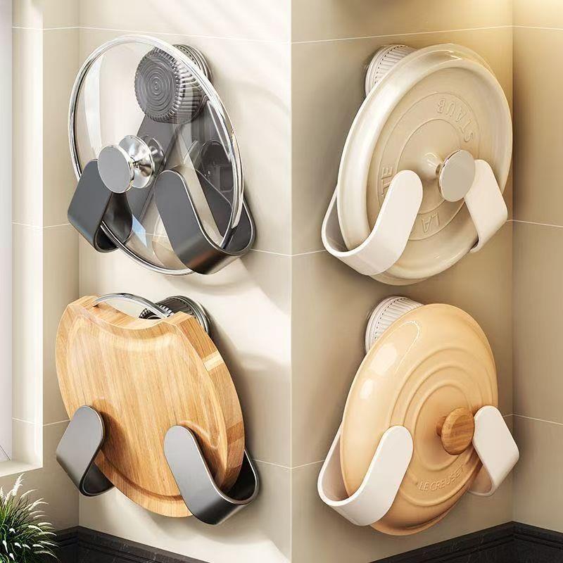 吸盘锅盖架壁挂式免打物孔家用新款厨房多功能置架子砧菜板放置器