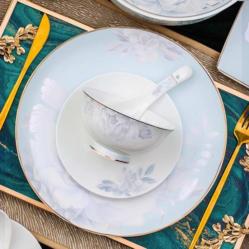 景德镇家用陶瓷2025新款中式碗碟套装家用陶瓷餐具现代简约碗盘组