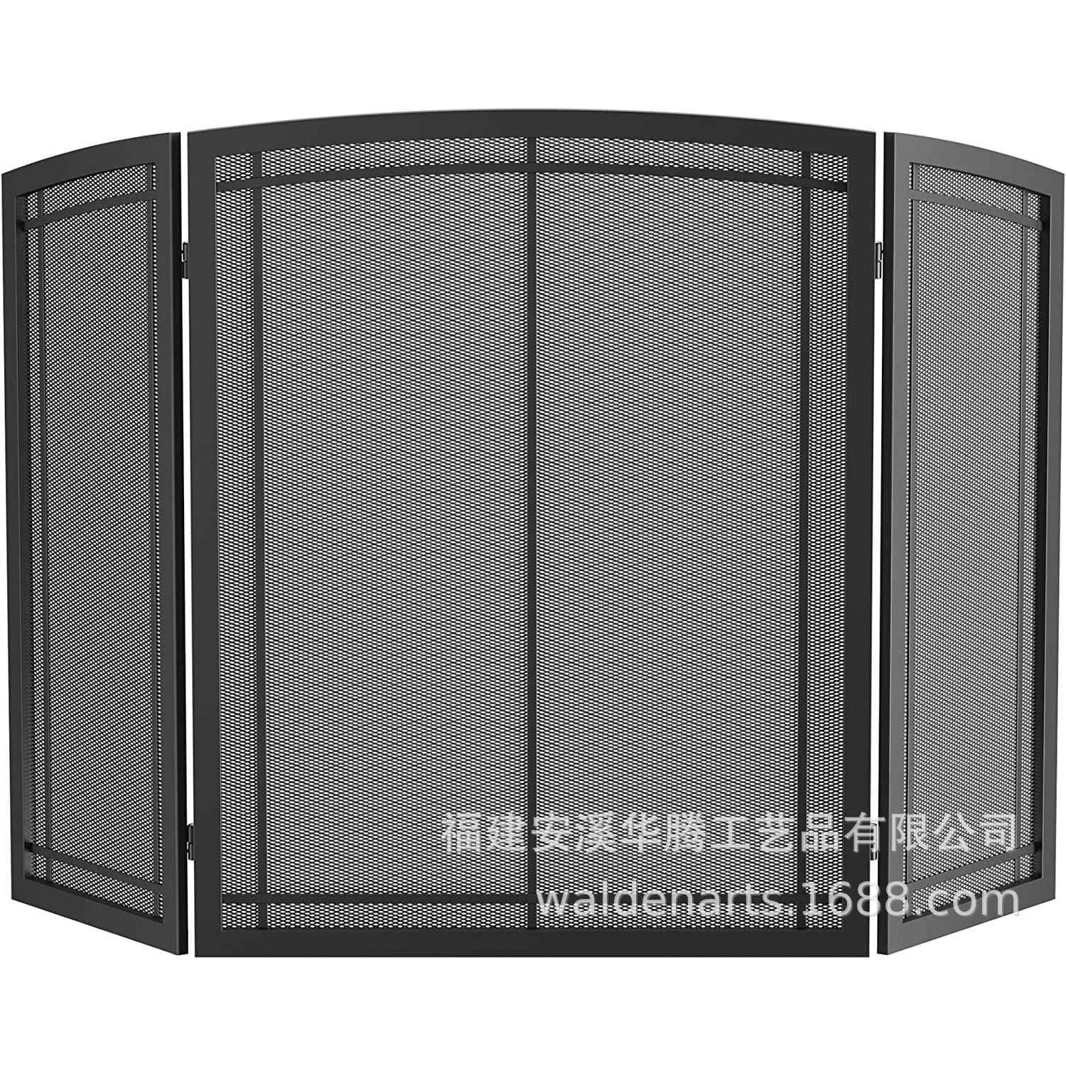 客厅欧式黑色壁炉架装饰铁艺屏风隔断壁炉防火罩家用防火栏屏风