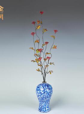 铜金岁月扶摇花瓶艺术装饰黄铜摆件仿真创意玄关花瓶餐桌客厅摆件