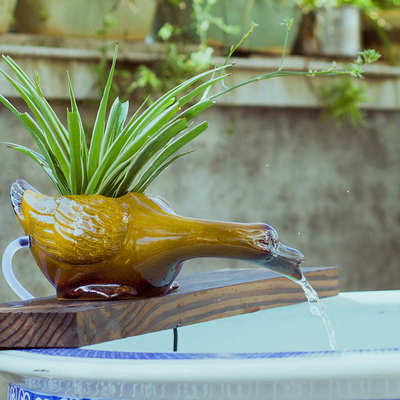 生态鱼缸陶瓷过滤器古法养鱼流水增氧配件中式庭院花园造景装饰品