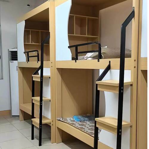 学生宿舍上下铺双层床高低床学校公寓床实木青旅民宿床太空舱床