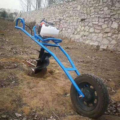 手推式单轮钻坑机 大棚立柱埋桩挖坑机 建筑施工打洞打坑机钻眼机