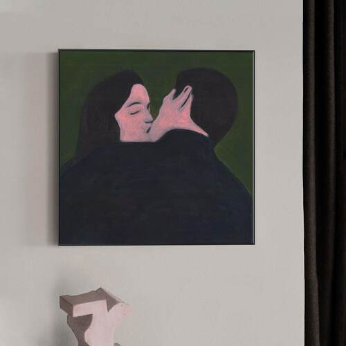 吻 亲吻是爱永恒的表达方式 小众艺术喷绘装饰画法式极简卧室摆件