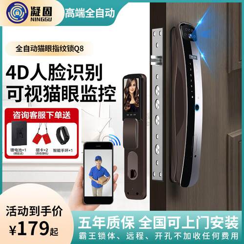 人脸识别智能指纹锁密码家用门禁读卡机全自动电子锁大门门锁室内
