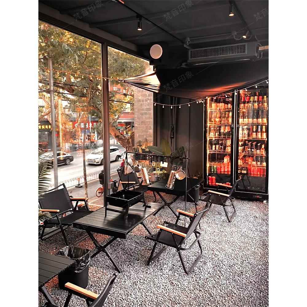 露营风酒吧咖啡厅桌椅组合网红烧烤酒馆奶茶店外摆商用折叠桌椅