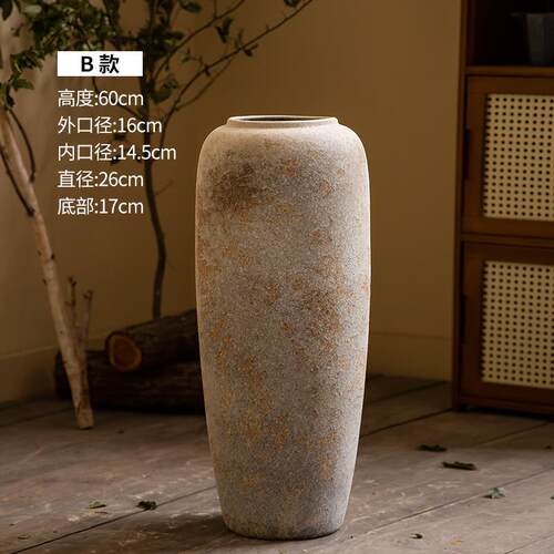 【严选好物】侘寂风陶瓷高级摆件古陶民宿覆瓶客厅插花陶罐装饰落