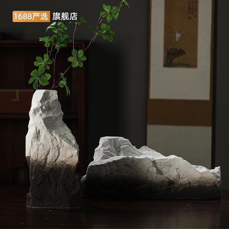 景德镇陶瓷摆件笔架影青笔搁山形毛笔架山丘书房文房四宝手工白瓷