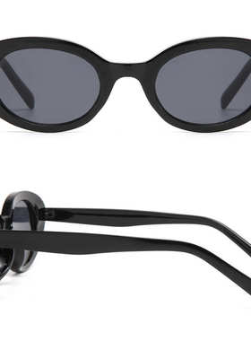 跨境复古小框茶色椭圆太阳镜女款男士中性遮阳防晒休闲风欧美墨镜