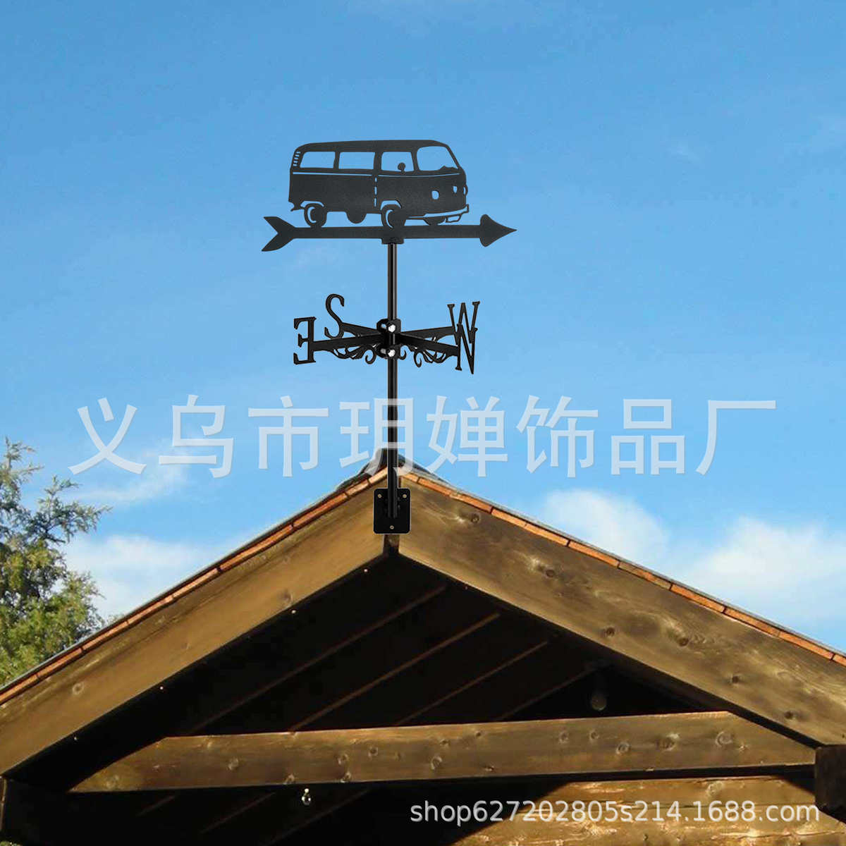 欧美风向标指示器插件校车批发屋顶新款装饰品花园金属工艺品