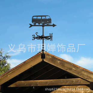 新款 饰品校车工艺品批发金属屋顶花园指示器插件 欧美风向标装