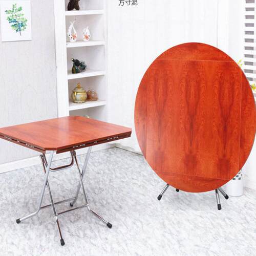 简家易圆形折餐桌方圆叠桌用餐桌吃子UVU饭桌实木饭桌小户型折叠