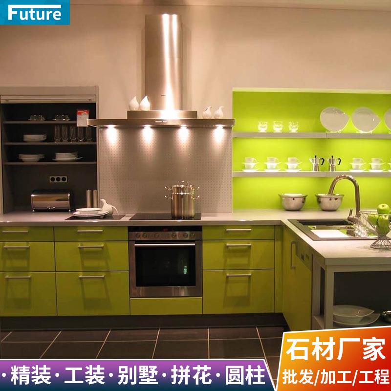 大理石台面厨房橱柜灶台餐边柜一体橱柜