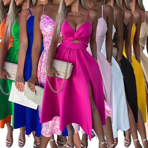 2025 Summer New Fashion Socialite Deep V Hollow Out Large