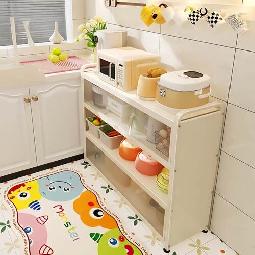 厨房窄边柜落地多层窄款置物架小户型靠墙储物柜子带门夹缝收纳柜