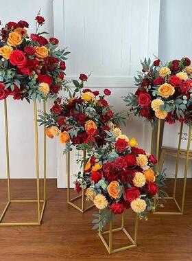 交车仪式布置花球婚礼路引花柱彷真假花罗马柱订婚庆摆件场景花艺