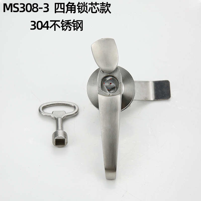 MS308-3不锈钢304户外配电箱执手锁铜锁芯三角四角威图柜PS柜门锁