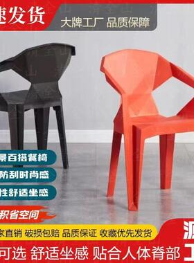 加厚钻靠石背餐椅大排档塑料夜椅子市烧烤户简外LSK家用约