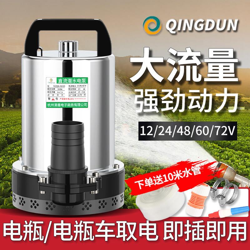 直流潜水泵12V24V48V60V水泵电动车电瓶抽水机高扬程不锈钢抽水泵