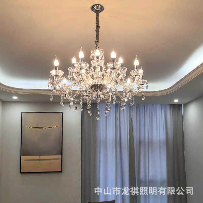新款简约现代水晶灯吊灯欧式婚庆LED蜡烛卧室餐厅客厅灯具
