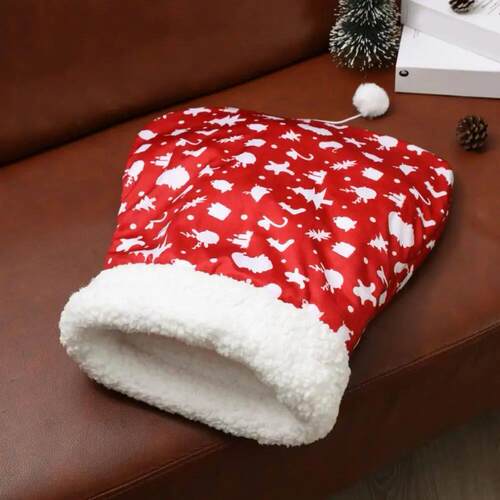 Easy Entry Cat Sleeping Bag Portable Cat Bed Cozy Plush Cat