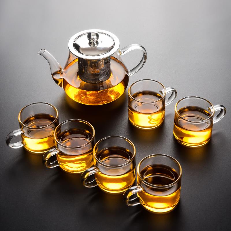 高档杯透玻耐璃茶具套装家用泡茶茶壶简约现代热红明茶功夫茶器茶