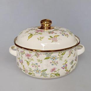 老式搪瓷猪油盆搪瓷碗带盖加厚装放猪油罐储荤油搪瓷盆双耳耐高温