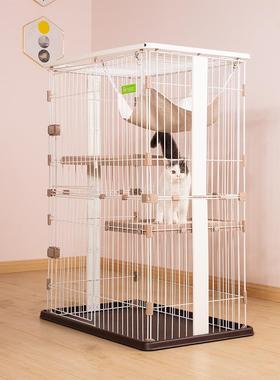 创逸实木三层猫笼子二层猫别墅小号室内猫舍木制家用猫笼