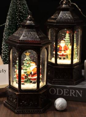 圣诞六角风灯圣诞节日灯光氛围装饰品摆件Merry Christmas