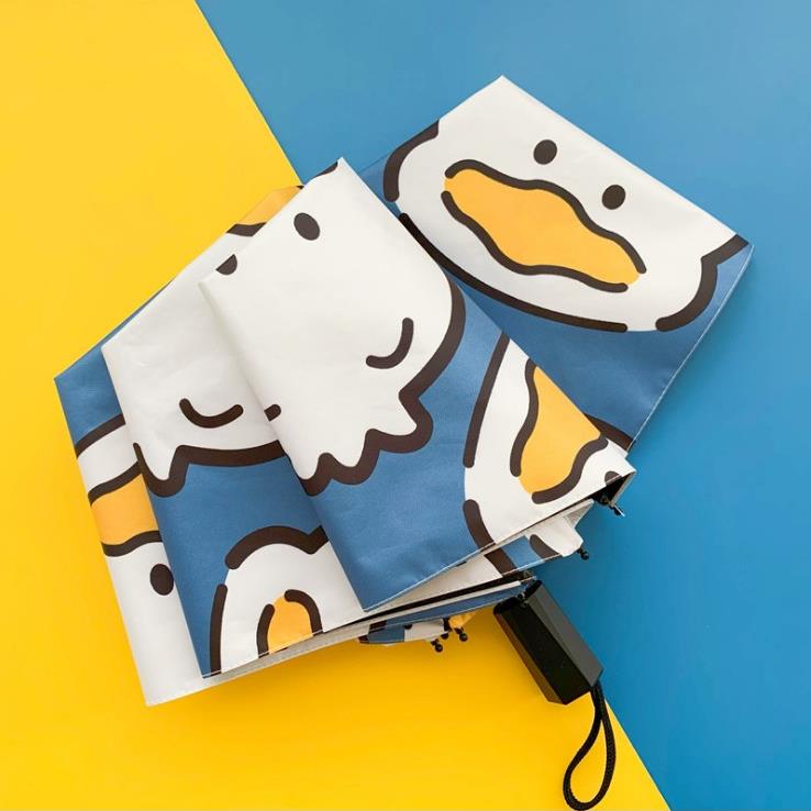 正品Vins生全自动遮阳伞晴雨伞可阳爱鸭子学伞黑胶U小巧五折八骨