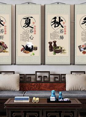 健康装饰画春夏秋冬一年四季中医门诊保健中心美容美发贴墙壁画卷
