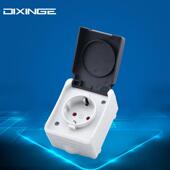 德式 室外带盖子 欧标防水IP44明装 户外德标电源插座 防溅插座 欧式